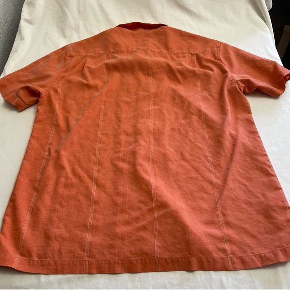Tommy Bahama 100% Silk Maui Border Shirt Button Up Orange Coral Men’s XL - Picture 5 of 11